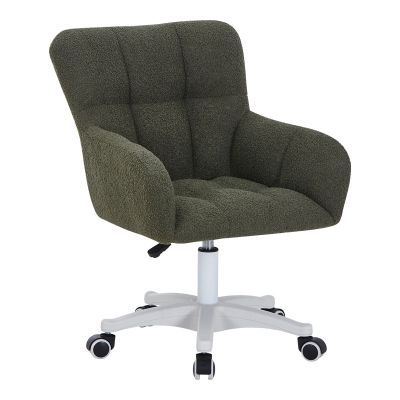 Scaun de birou ajustabil Givole, Țesătură Bouclé, Verde, 55x55x75-84 cm
