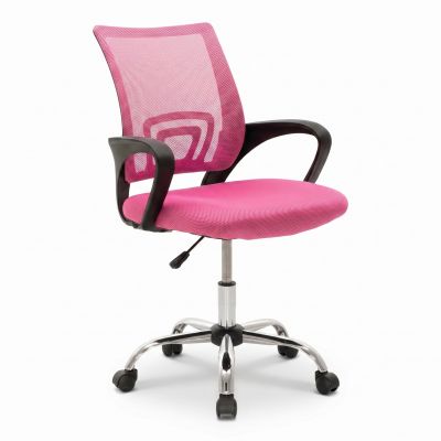 Scaun de birou cu functie de înclinare Berto II, Mesh, Roz-Negru, 60x48x85-95 cm