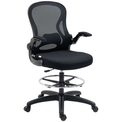 Scaun de Birou cu Suport Lombar, inaltime Reglabila si Brate Rabatabile, 59x65x102-122 cm, Negru