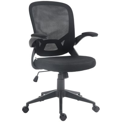 Scaun de birou ergonomic cu inaltime reglabila, brate rabatabile si material textil tip plasa, negru