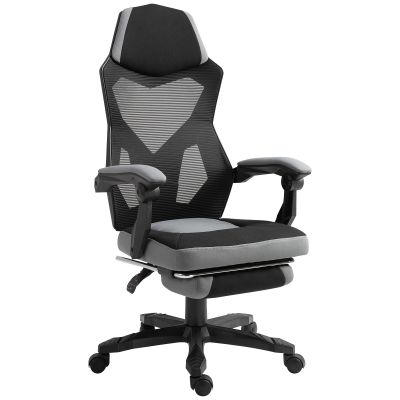 Scaun de Birou Ergonomic cu Spatar Reclinabil, Suport Picioare Retractabil, inaltime Reglabila, Gri