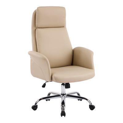 Scaun de birou ergonomic Derjio, Piele ecologică, bej, 68x66x115 cm