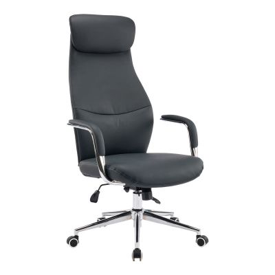 Scaun de birou ergonomic Manager Ferka, piele ecologica, neagra, 64x71x120-128 cm