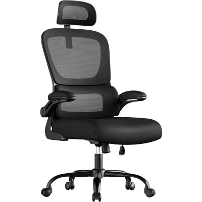 Scaun de birou ergonomic mesh, suport lombar dinamic, tetiera reglabila, brate rabatabile, 70x70x135 cm, negru