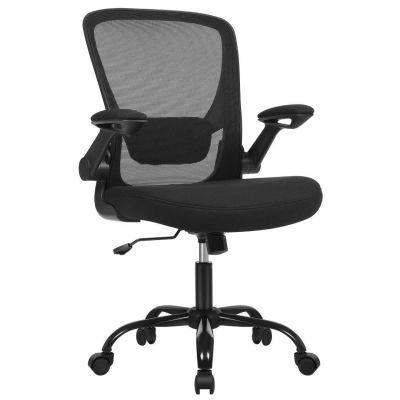 Scaun de birou ergonomic mesh, suport lombar reglabil, brate rabatabile, functie balans, 64x64x107 cm, negru