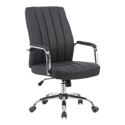 Scaun de birou ergonomic Mido, Manager, Negru, Piele, 58x71x100-106 cm