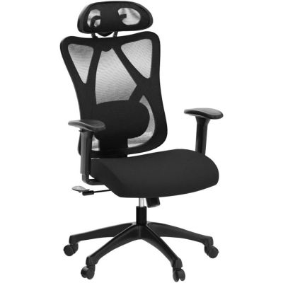 Scaun de birou ergonomic reglabil cu suport lombar si tetiera, maxim 120 kg, 70x70x125 cm, negru