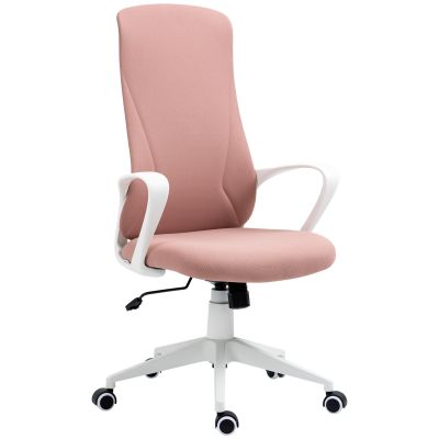 Scaun de birou ergonomic si captusit, cu inaltime ajustabila si balans, 62x56x110-119,5 cm, roz