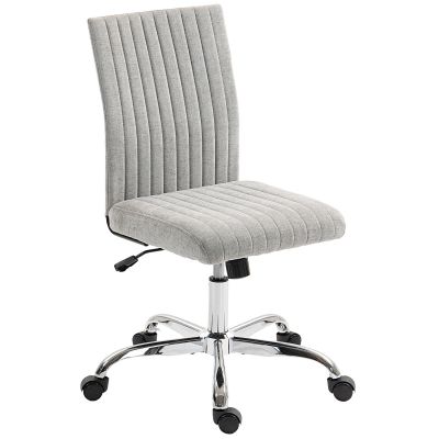 Scaun de Birou fara Brate, cu inaltime Reglabila si sezut Rotativ, Tapiterie din Material Textil, Gri