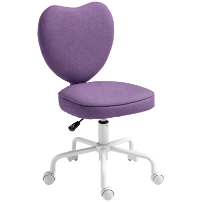 Scaun de Birou in Forma de Inima cu 5 Rotile Pivotante si inaltime Reglabila, 40x50x79-89 cm, Violet