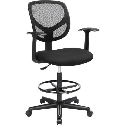 Scaun de birou inalt, rotativ, suport picioare reglabil, ajustare pe inaltime 55-75 cm, 64x64x97 cm, negru