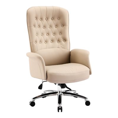 Scaun de birou manager cu ergonomic Kaline, Bej, 69x79x115-123 cm