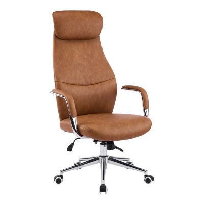 Scaun de birou manager cu funcție ajustabilă Ferka, Maro, 64x71x120-128 cm