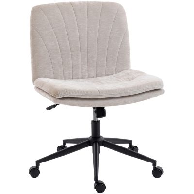 Scaun de Birou Reglabil, inclinabil si Rotativ, din tesatura Chenille si Otel, 62x67x83-93 cm, Bej