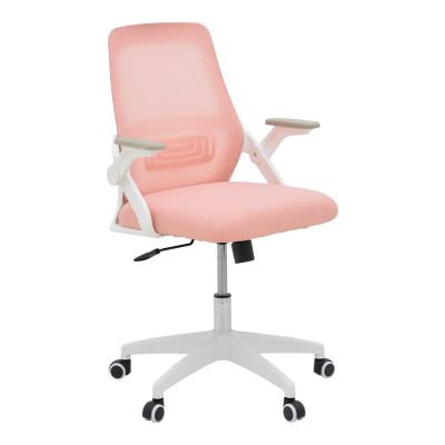Scaun de birou Reji plasa roz-rama, Alb, 58x60x89-99 cm