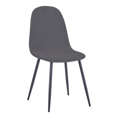 Scaun de dining Bella din catifea gri inchis metal, negru, 43x52x89 cm
