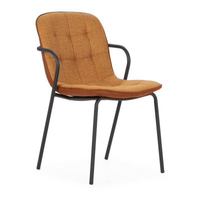 Scaun de dining teracotă cu cotiere tapițat Angie – Marckeric