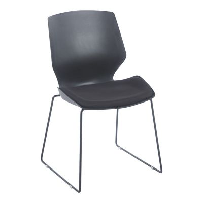 Scaun de vizitator, autentic negru cu perna, 47x52x85 cm