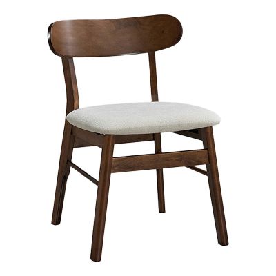 Scaun din lemn de cauciuc Cairo, model, finisaj nuc-Bej, 47x47x76 cm