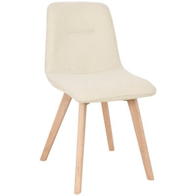 Scaun din lemn, textil, culoare lemn stejar, bej