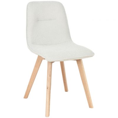 Scaun din lemn, textil, culoare lemn stejar, gri deschis