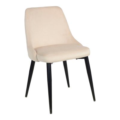 Scaun elegant cu design Zedna, Catifea Bej, Picioare metal, Negru, 51x58x84 cm