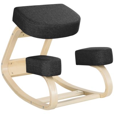 Scaun Ergonomic cu Suport Genunchi - Lemn Mesteacan, Negru