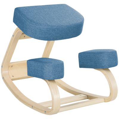 Scaun Ergonomic cu Suport pentru Genunchi din Lemn de Mesteacan, 51x69x58 cm, Albastru