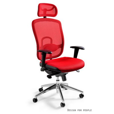 Scaun ergonomic cu tetiera Vip rosu, sezut si spatar tip mesh