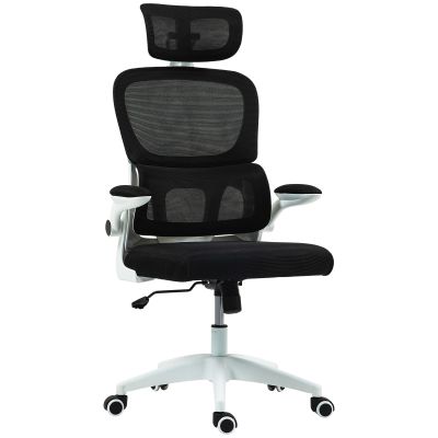 Scaun Ergonomic de Birou cu inaltime Reglabila, Brate Rabatabile si Tetiera, 62x61x112-120 cm, Negru