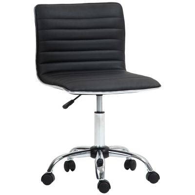 Scaun Ergonomic de Birou din Piele Ecologica cu inaltime Reglabila, sezut Rotativ si 5 Rotile, 48x52x90 cm, Negru