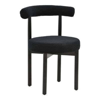 Scaun Fenza, Modern teddy negru, Picioare din lemn, fag, 60x54x75 cm