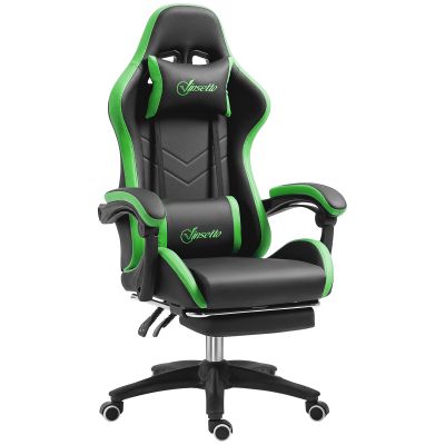Scaun Gaming cu inaltime Reglabila, Scaun Gaming Ergonomic cu Spatar Rabatabil, 65x65x121-129 cm, Negru