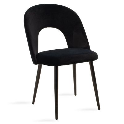 Scaun Jonah cu tapiterie de catifea, Catifea, Picioare, negre, 45x45x85 cm