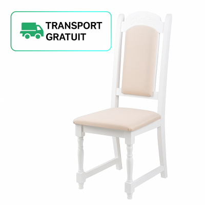 Scaun living Imperial alb - lemn masiv si tapiterie eleganta