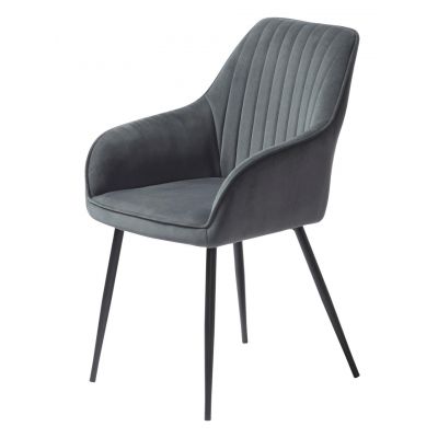 Scaun NOLAN STRIPE VELVET - Gri inchis