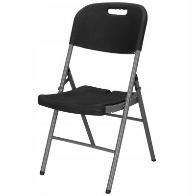Scaun pliant din plastic pentru catering sau terasa, sarcina 150kg, negru