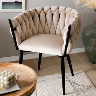 Scaun Prinssi, Homla, 64x54x73 cm, metal/catifea din poliester, bej