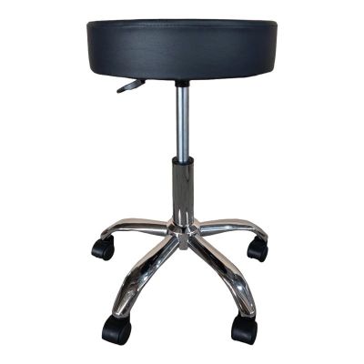 Scaun rotativ cu roti fara spatar, Tebere, Negru, 35x35x59 cm