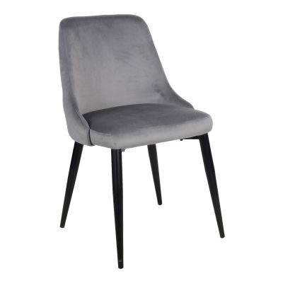Scaun Zedna, Catifea Gri, Picioare metal, Negru, 51x58x84 cm