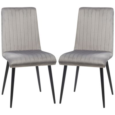 Scaune de Luat Masa Set de 2 Scaune de luat Masa, Scaune de Bucatarie Moderne din Tesatura de Catifea cu Spatar cu Canale si Picioare din Otel pentru