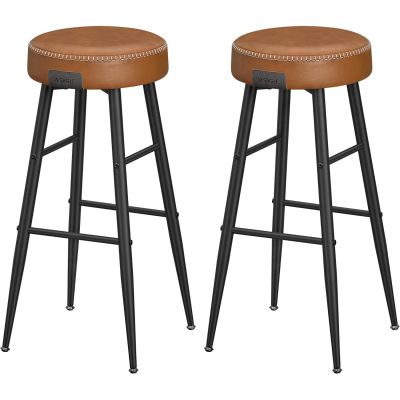 Set 2 scaune bar Ekho, tapitate PU, inaltime sezut 76 cm, 52x76 cm, maro caramel