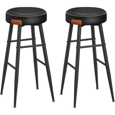 Set 2 scaune bar Ekho, tapitate PU, inaltime sezut 76 cm, 52x76 cm, negru