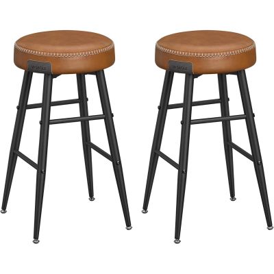 Set 2 scaune bar EKHO, tapiterie PU, cadru metalic, 50x50x63 cm, maro caramel