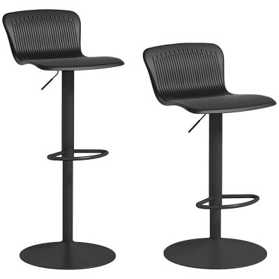 Set 2 Scaune de Bar cu Spatar Ergonomic, 38,5x40x76,5-97,5 cm, Alb