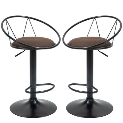 Set 2 Scaune de Bar - Pivotante, Maro, Reglabile 78-100 cm