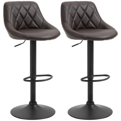 set 2 scaune de bar, reglabile, imitatie de piele maro