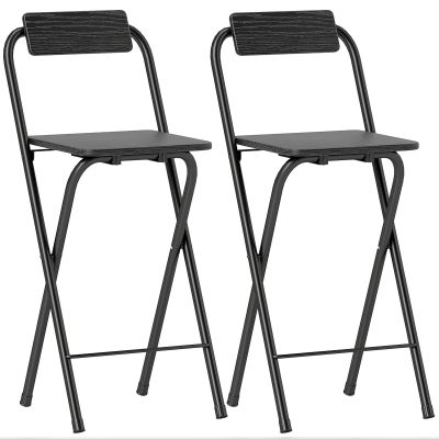 Set 2 Scaune de Bucatarie Pliabile cu Suport pentru Picioare din MDF si Otel Negru