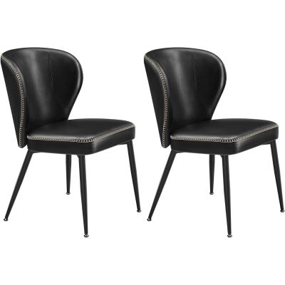 Set 2 scaune living EKHO, tapiterie piele ecologica cu cusaturi, 52x55x79 cm, negru