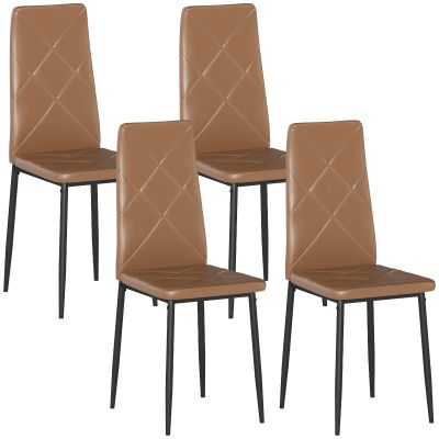 Set de 4 scaune de sufragerie cu spatar inalt, 41x50x97cm, maro